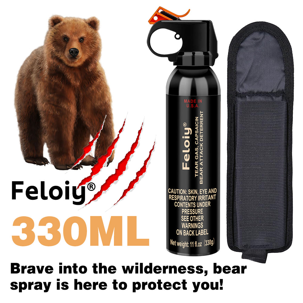 Feloiy® Dual-Design Bear Attack Deterrent | 11oz / 16oz Made in USA Fogger Spray