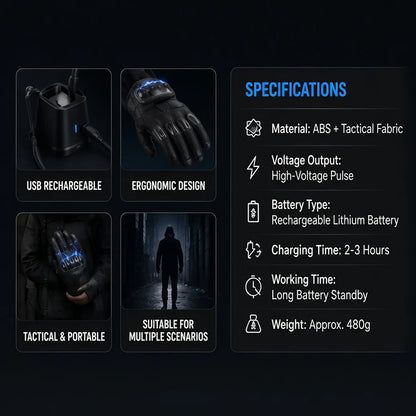 Tactical StunGuard Pro High‑Voltage Self‑Defense Glove One touch. Instant protection.